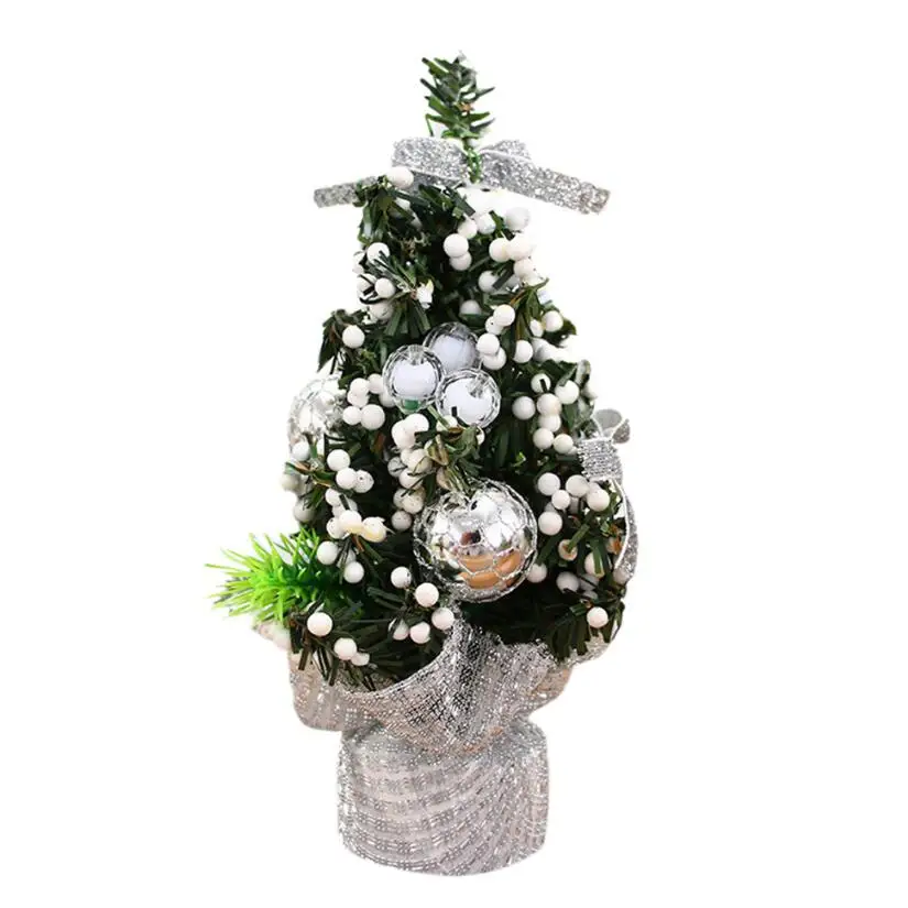 Рождественская елка, 20 см мини-елка, настольный стол, Рождественская елка, украшения, рождественский подарок для дома, вечерние, свадебные украшения - Цвет: Silver