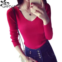 UHYTGF – pull en tricot à manches longues et col en v pour femme, chandail Sexy à la mode coréenne, collection automne 563