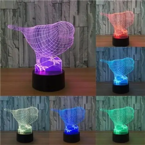 3D ночь светодиодная lampLED лампа ночник Иллюзия визуальный USB зарядки 7 цветов LED