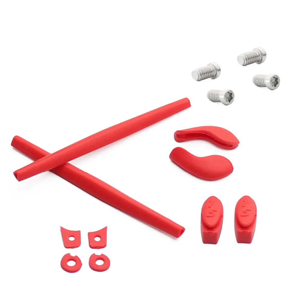 

ToughAsNails Rubber Kit Temple Arm Ear Socks/Leg & Nose Pad Nose Holder & Screw-T6-4 Pieces Set for-Oakley Juliet - Red Kits