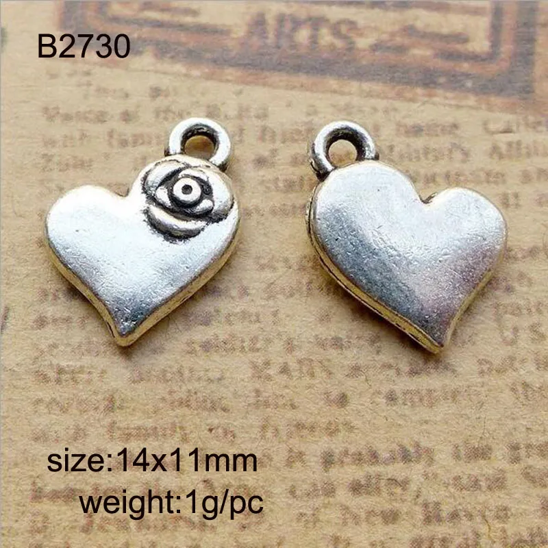 17x14x3mm Vintage Silver Alloy Winged Charm Heart Shaped Pendant Findings 25 pcs