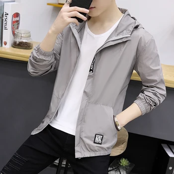 

Summer Men's Sunscreen Clothes Fashionable Outside Long Sleeve Korean Version Loose Jacket Jacket New Type of Thin Clothes 2019