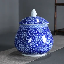 Китайская Голубая и белая фарфоровая герметичная пуэр коробка для хранения чая двойная банка подарочная коробка