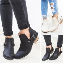 

ARSMUNDI Plus Size Autumn Women Ankle Boots Casual Chunky Heel Buckle Strap Clog Heels Short Boots Leisure Shoes M68