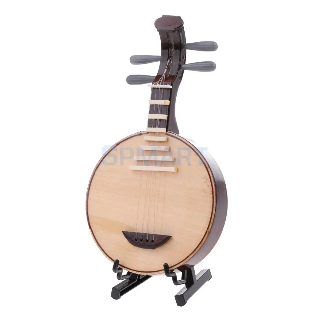 1/12 Scale Dollhouse Miniature Music Instrument Model Wood Chinese Yueqin Life Scenes Decor Dolls Accessory Model Toy