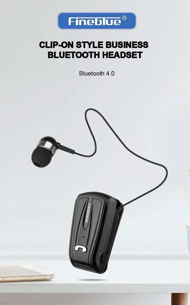 F-V6 Business Headphones | AstroSoar Retractable Wireless Headset with Collar Clip | astrosoar.com