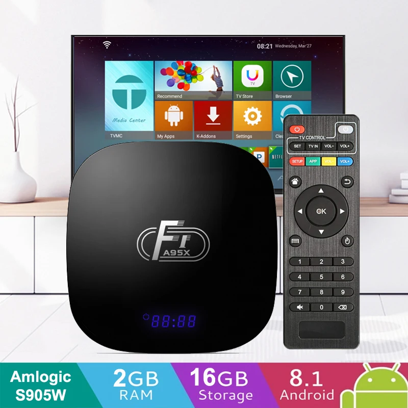 

A95X F1 Android 8.1 4K HD 2GB 16GB 2.4GHz WiFi DLNA/AIRPLAY Speed Smart TV Box Amlogic S905W Quad Core Set Top Box Media Player