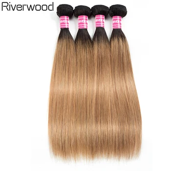 

Riverwood Hair Ombre Brazilian Straight Hair 3/4 Bundles 100% Human Hair Weave Bundles 8-26 Insches T1B/27 Remy Hair Extensions