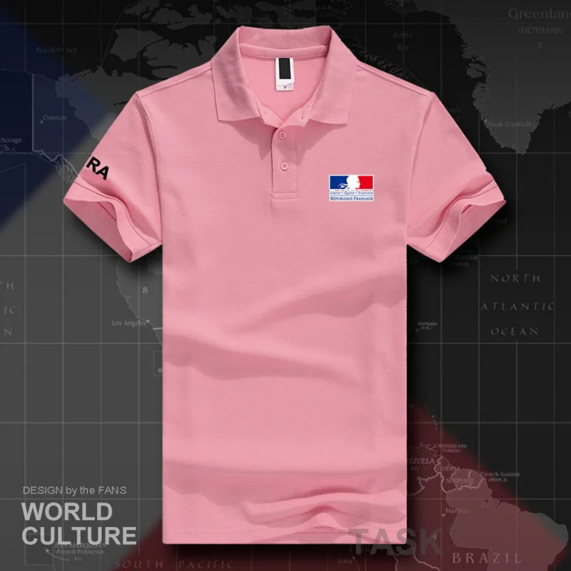 Франция Французская Республика FRA FR рубашки поло мужские с коротким рукавом белые бренды с принтом для страны хлопок нация команда Повседневная 20 - Цвет: polo-lightpink