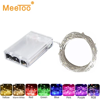 

New Year 2M 5M 10M Silver Wire Battery LED String Lights For Christmas Garland Home Party Wedding Decoration Bottle Fairy Lights