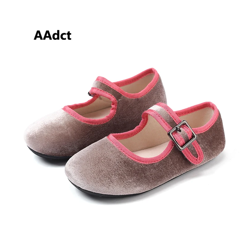 AAdct Spring Autumn little girls shoes Velvet soft sole Flats princess