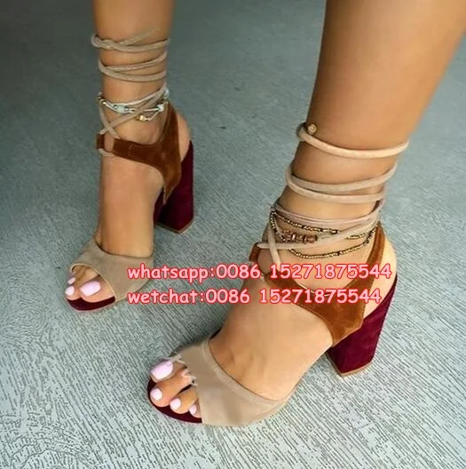 multicolor lace up heels