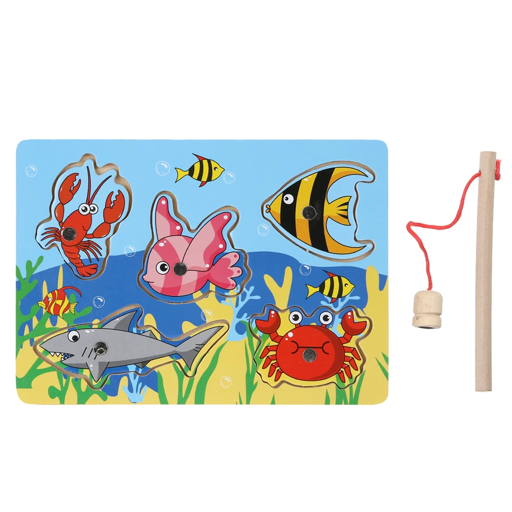 Детские деревянные игрушки, магнитная игра для рыбалки, 3D головоломка, детская игрушка-головоломка, забавные интерактивные головоломки для детей и взрослых