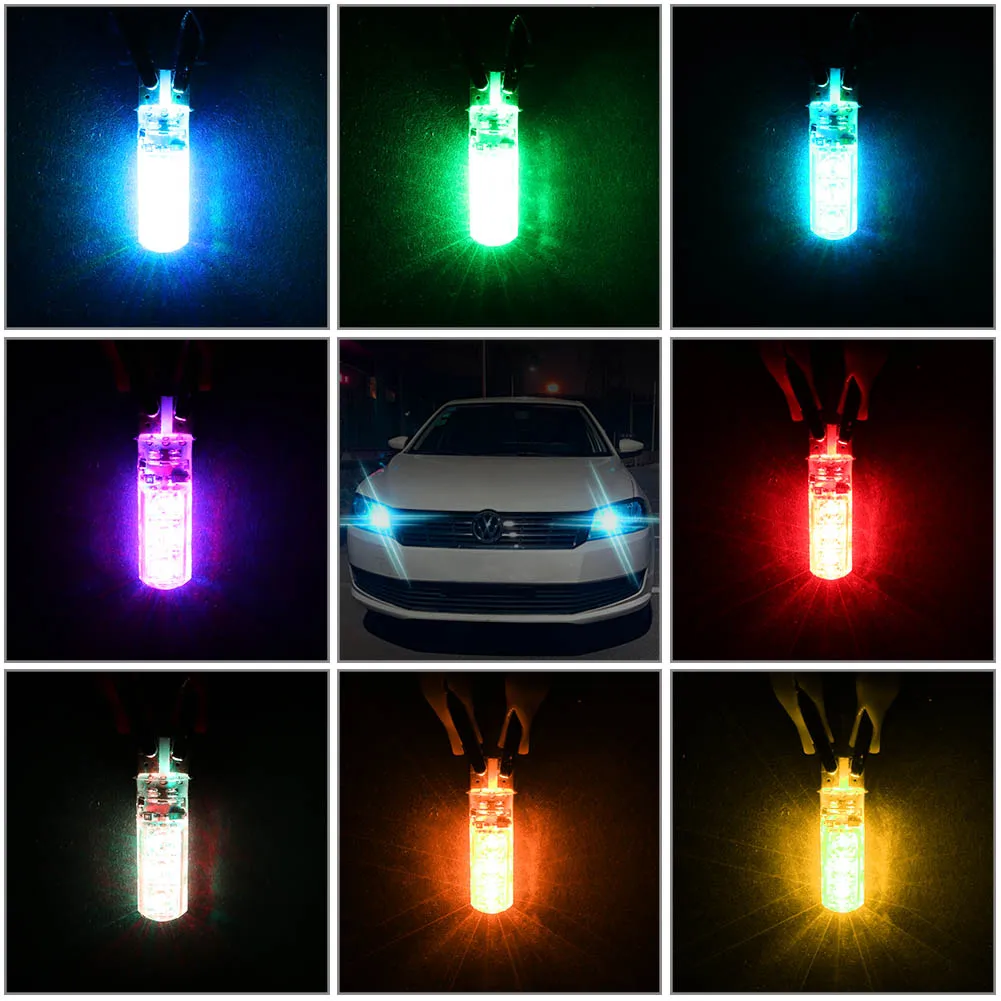 Лампа T10 RGB для украшения салона автомобиля лампа с дистанционным управлением 12 В