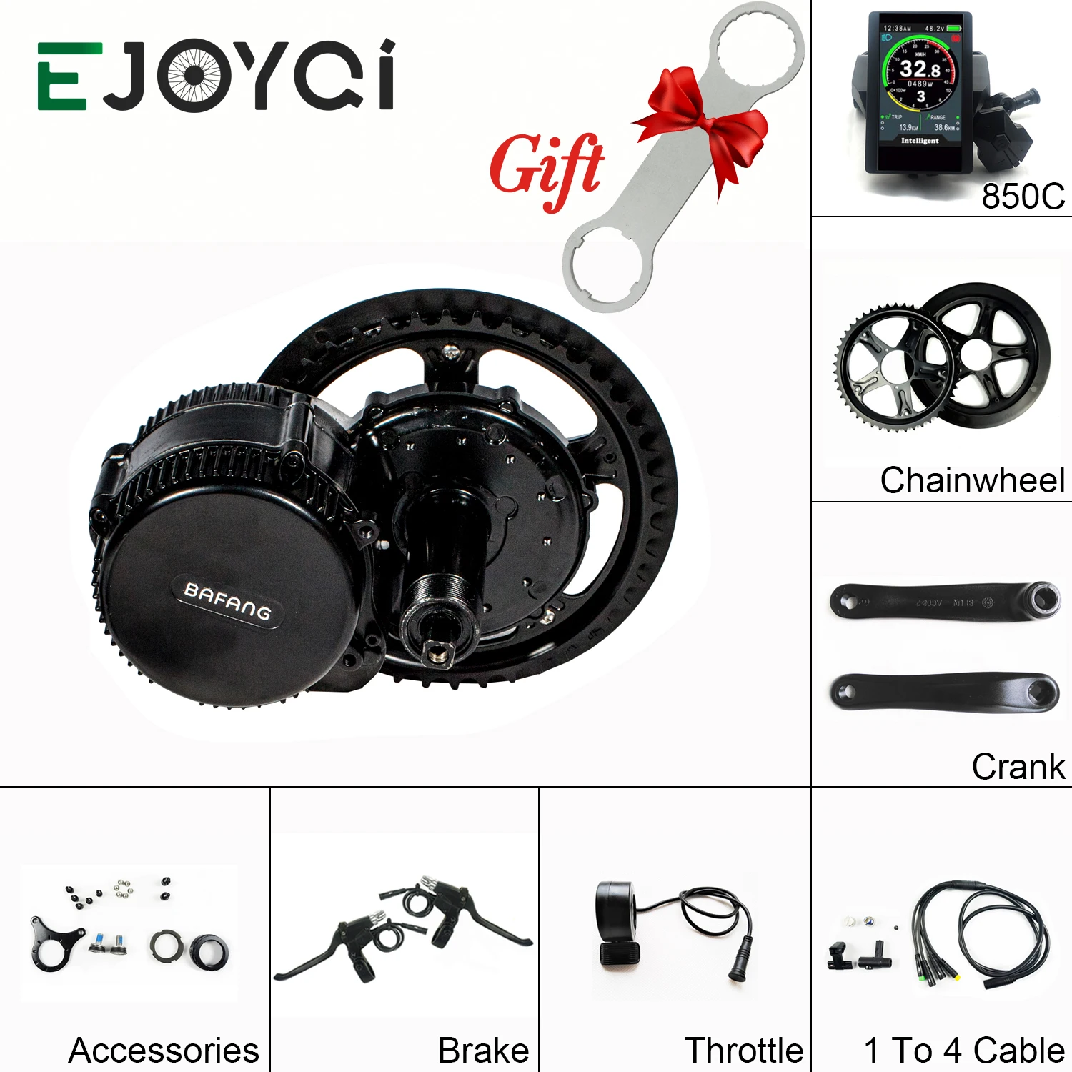 

EJOYQI Bafang BBS02 48V750W mid crank drive motor kits 850C C965 SW102 lcd display geared Motor kit eletric bicycle ebike kits