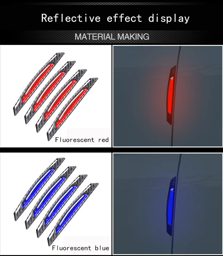 4 шт. автомобильные отражающие наклейки светящиеся наклейки на дверь для Volkswagen BMW Mazda Mercedes-Benz Audi анти-наклейки против столкновения
