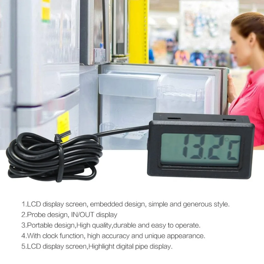 X-10 цифровой встроенный термометр Электронный температурный тестер Измеритель инструменты датчик с зондом Аквариум холодильник