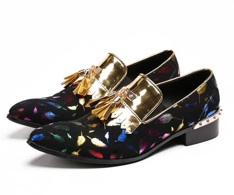 Fashion Casual Formal Shoes For Men Black Genuine Leather Tassel Men's