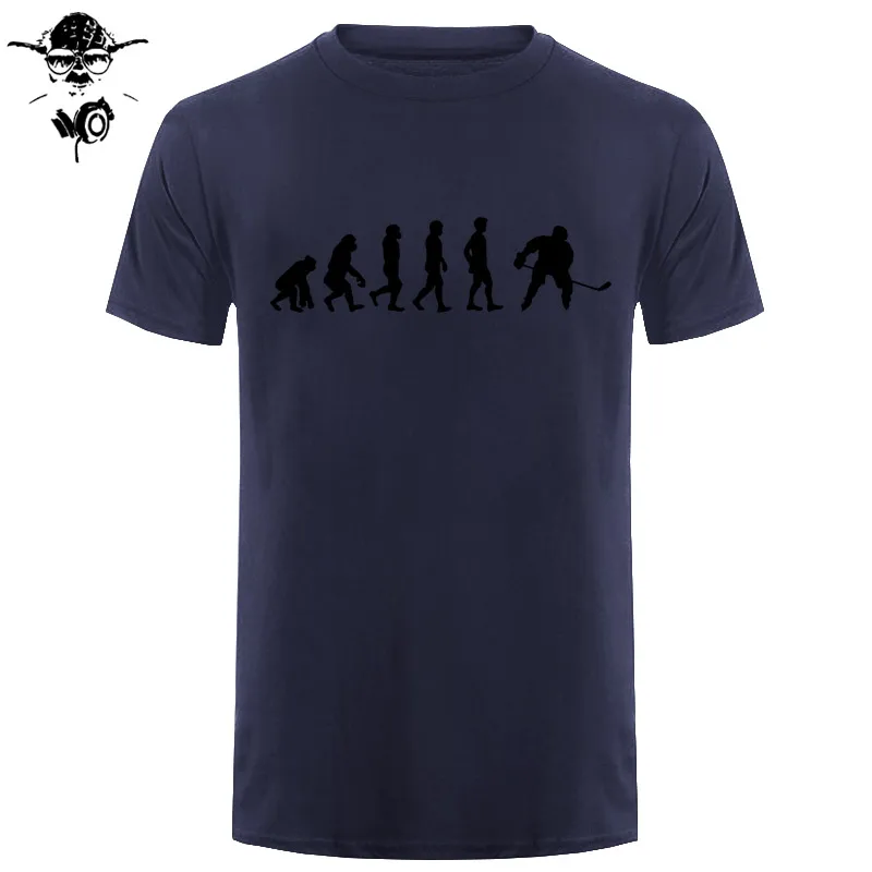 Evolution Of Ice Hockeyer, Молодежный топ, Клубная хлопковая футболка, забавные подарки на день рождения для ледяного хоккейного игрока, Мужская футболка с коротким рукавом, футболка - Цвет: navy black