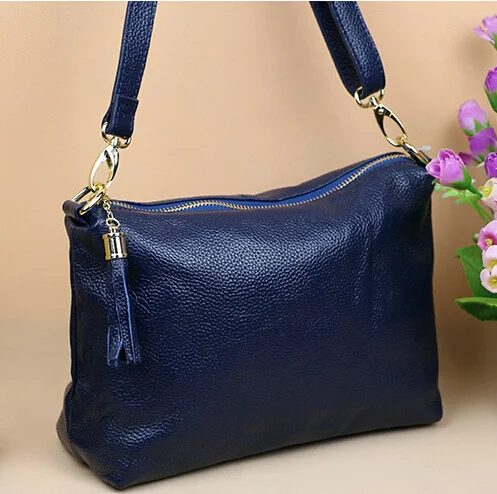 QIAOBAO Сумка из натуральной кожи женская сумка через плечо брендовая дизайнерская сумка высокого качества модная сумка из натуральной кожи сумка для покупок - Цвет: Blue Size L