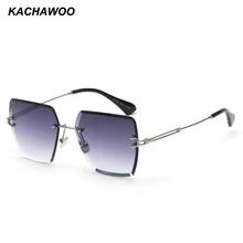 Kachawoo, женские солнцезащитные очки без оправы,, металлическая оправа, превосходное качество, зеленые, коричневые, квадратные, солнцезащитные очки для женщин, лето, UV400