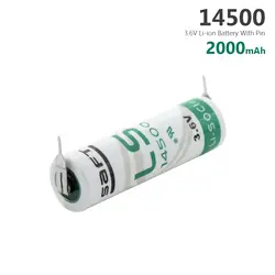 3,6 V 14500 Li-SOCl2 2000 mAh батареи AA Размер литиевый Тионилхлорид цилиндрический ER14505 батарея для светодиодного фонарика