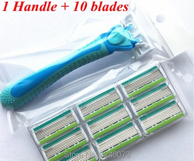 

1handle + 10pcs 6 layer Razor Blade electric shaver head men sharp sh70 hq64 rq10 rq11 rq12 shaving blades for gillettee machine