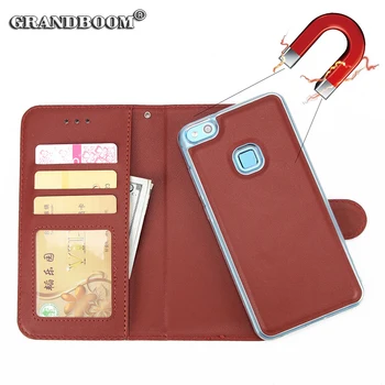 

100pcs 2 in 1 Magnetic Detachable Leather Wallet Case For Huawei P20 Pro P10 9 8 Lite 2016 2017 Mate 20 10 Pro Card Slot Cover