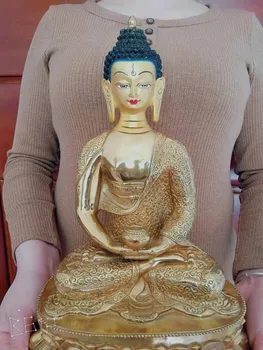 

GOOD Buddha statue # large # HOME Talisman efficacious Protection # Tibetan Buddhism Gilding brass the Buddha statue 34CM