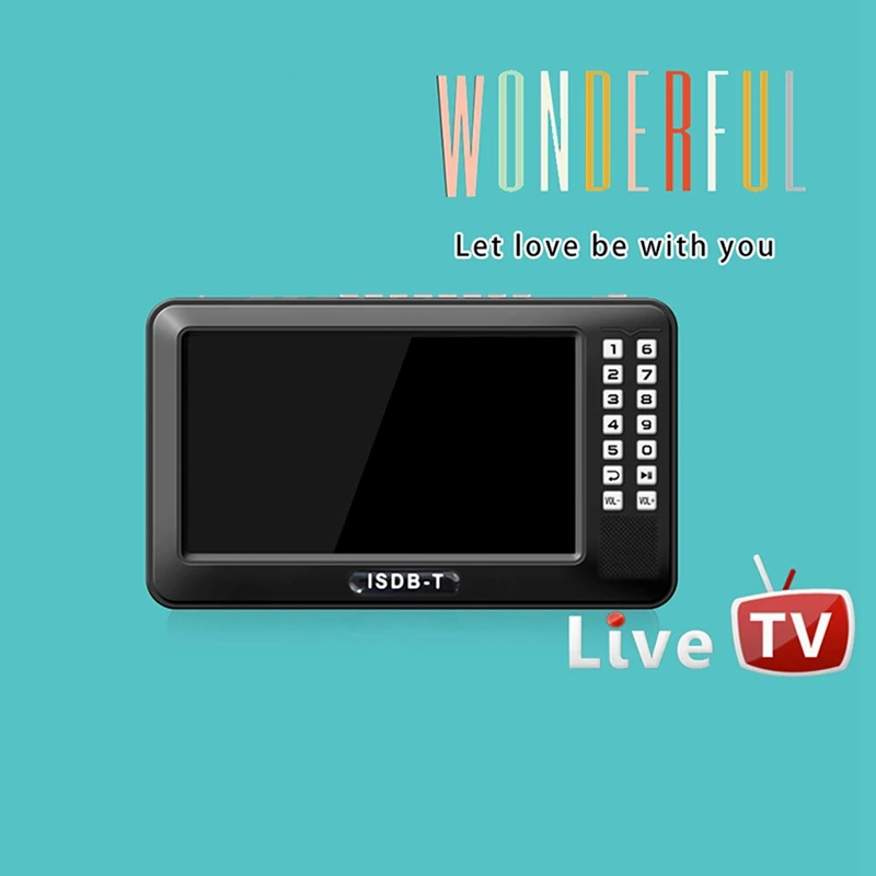 Portable 4.3 inch Lcd Tv Isdb-T Full Seg Fm Rechargeable Tv For Live Movies Music Fm Anytime Eu Plug