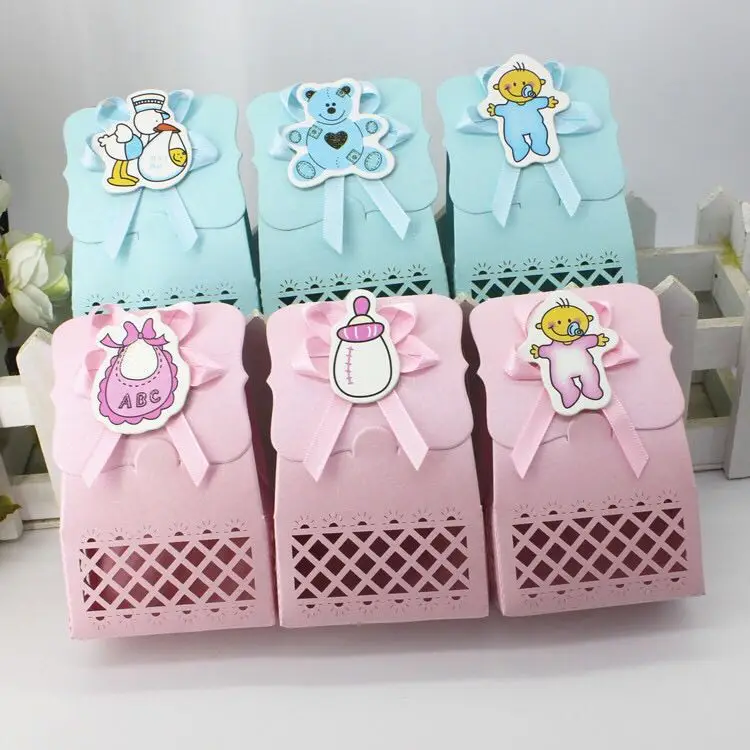 

Emerra 12Pcs Baby Birthday Gift Box Candy Boxes Boys Blue Patches Sculpture Sugar Boxes