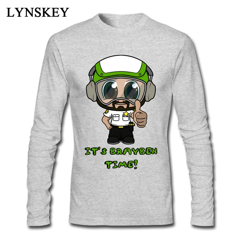 Fashionable Summer Long Sleeve Tops T Shirt Its Brayben Time Summer Fall Crewneck 100% Cotton Mens T-shirts Summer Clothing Shirt Its Brayben Time grey