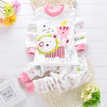 Новинка года, весенне-осенний комплект одежды для малышей, топы и штаны, комплект одежды для детей 0-4 лет, трикотажный комплект нижнего белья для малышей с принтом