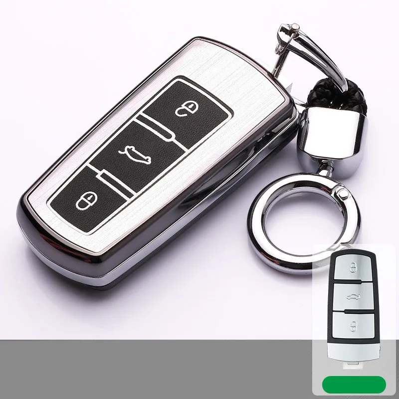 Aluminium-alloy-Luminous-Car-Key-Case-Protector-Fit-For-VW-Passat-CC-Magotan-Key-Cover-Holder
