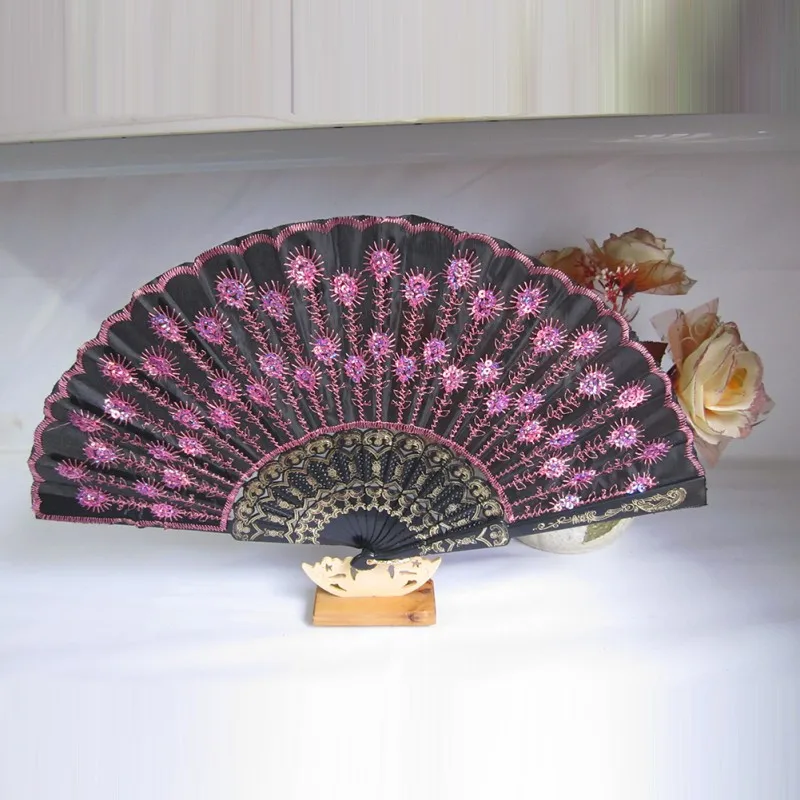 Folding Sequins Hand Fan Wedding Party Fan Traditional Chinese Fans