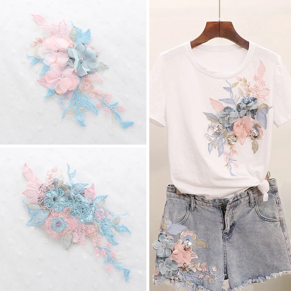 

1PC 3D Three-dimensional Flower Lace Flower Piece DIY Sweater T-shirt Denim Pants Sewing Fabric Patch Wedding Dress Appliques