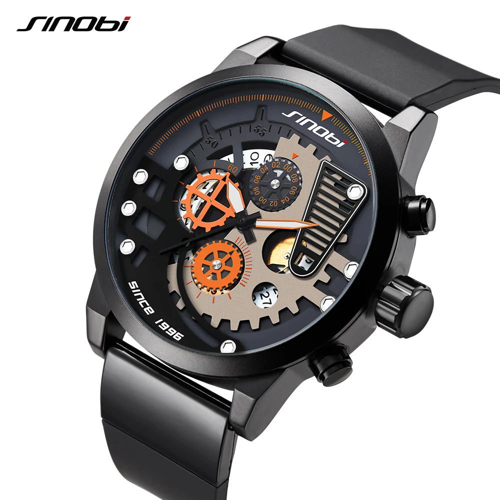 

SINOBI Luxury Sports Men's Watches Creative Quartz Chrono Clock Military Luminous Hands Waterproof Wristwatch Relogio Masculino