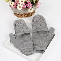 Зимние женские мягкие перчатки, варежки без пальцев вязаная перчатка грелка для рук