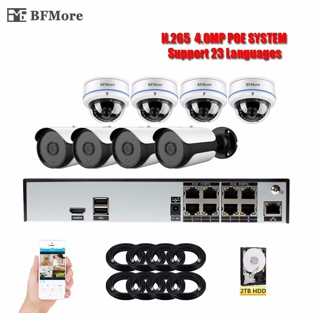 

BFMore H.265 4.0MP POE 8CH NVR Kit CCTV System IP Camera Indoor/Outdoor Waterproof Video Security Surveillance Set P2P XMeye DIY