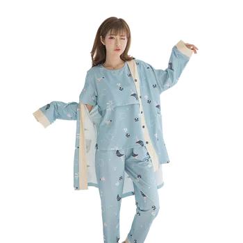

8221# 3PCS/Sets Printed Cotton Maternity Nursing Pajamas Fashion Nightwear Home Wear for Pregnant Women Pregnancy Sleepwear Suit
