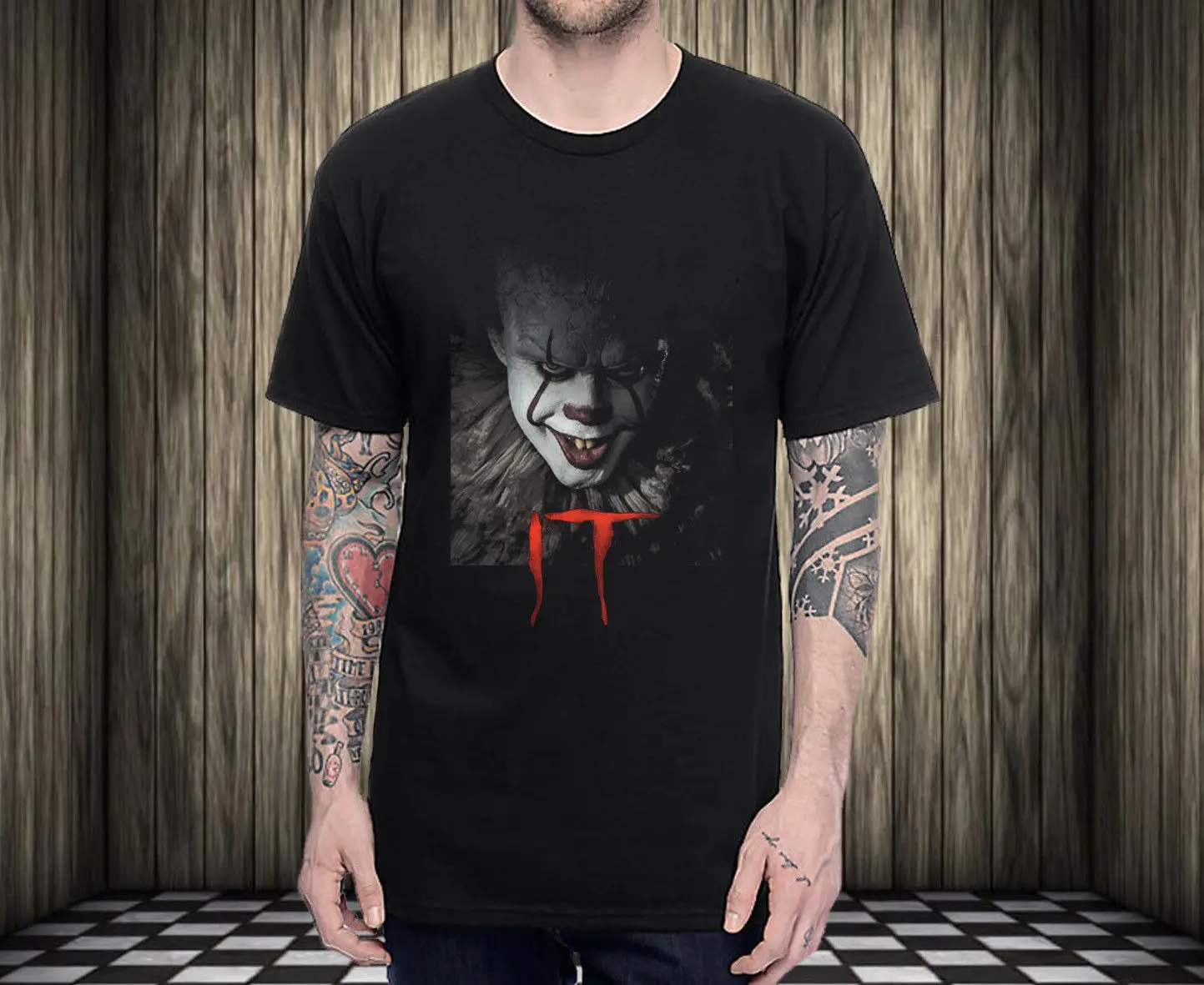 Pennywise/2017 футболка с изображением клоуна из фильма IT Movie новый черный топ S до 3XL