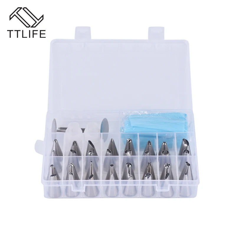

TTLIFE 38PCS/Set +32 430 Stainless Steel Pastry Bag Nozzles Cream Kitchen Accessories Patisseries DIY Decorating Tips Cake Tools