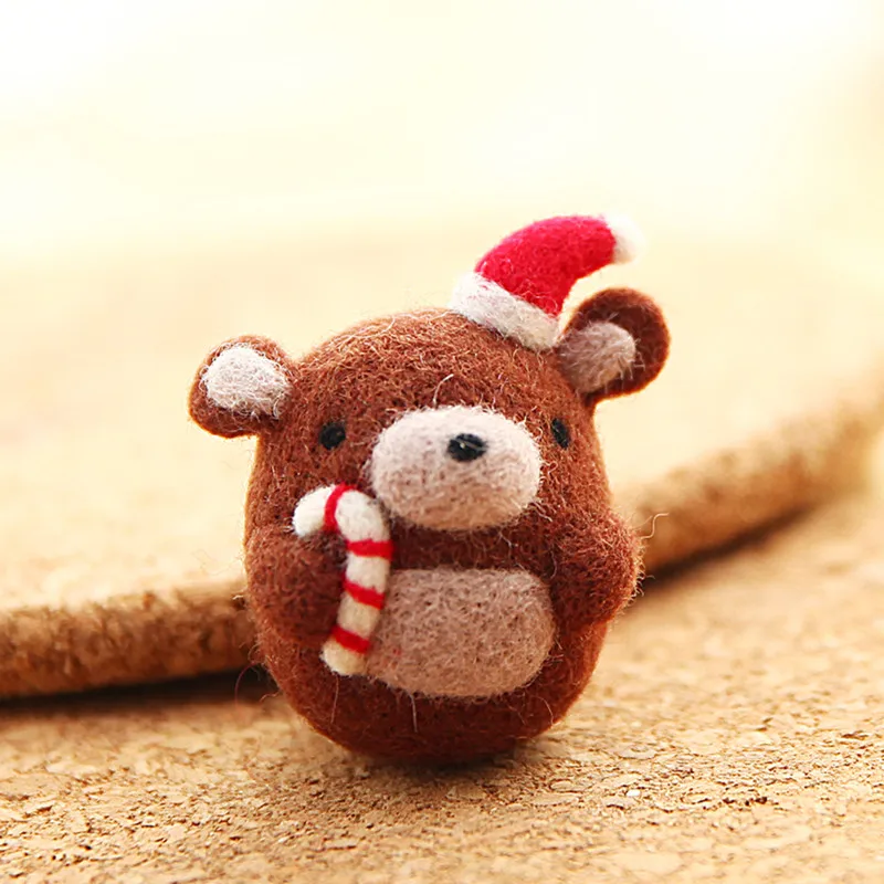 DIY Needle Felting Materail Package (with tools) for Christmas Animal Decoration Hand Spinning Fun Doll Needlework Raw Crafts