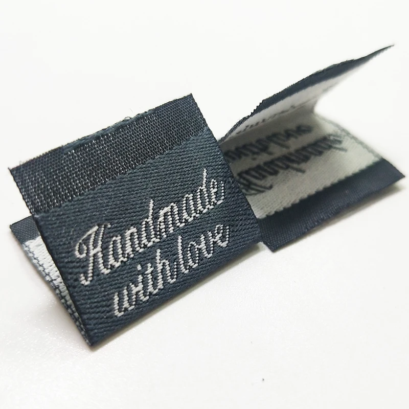 50Pcs Handmade With Love Woven Clothing Labels DIY Sewing Tags Patches  5*2.5CM