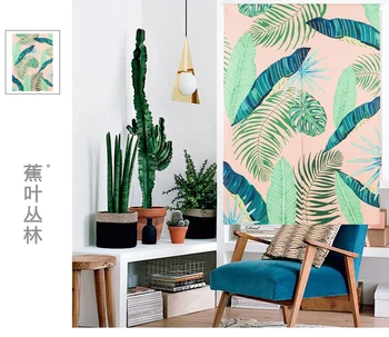 

Japan style linen cotton plant leaf door curtain decoration hanging bedroom living room kitchen home bar coffee house