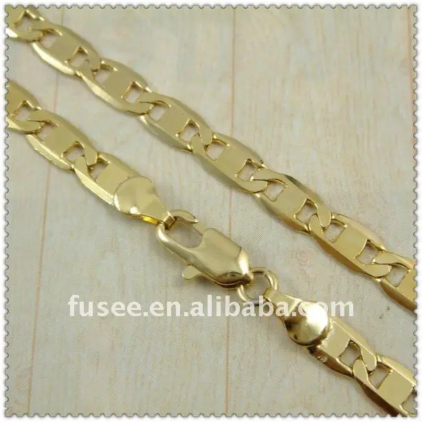 18K gold plated stud link anchor chain 