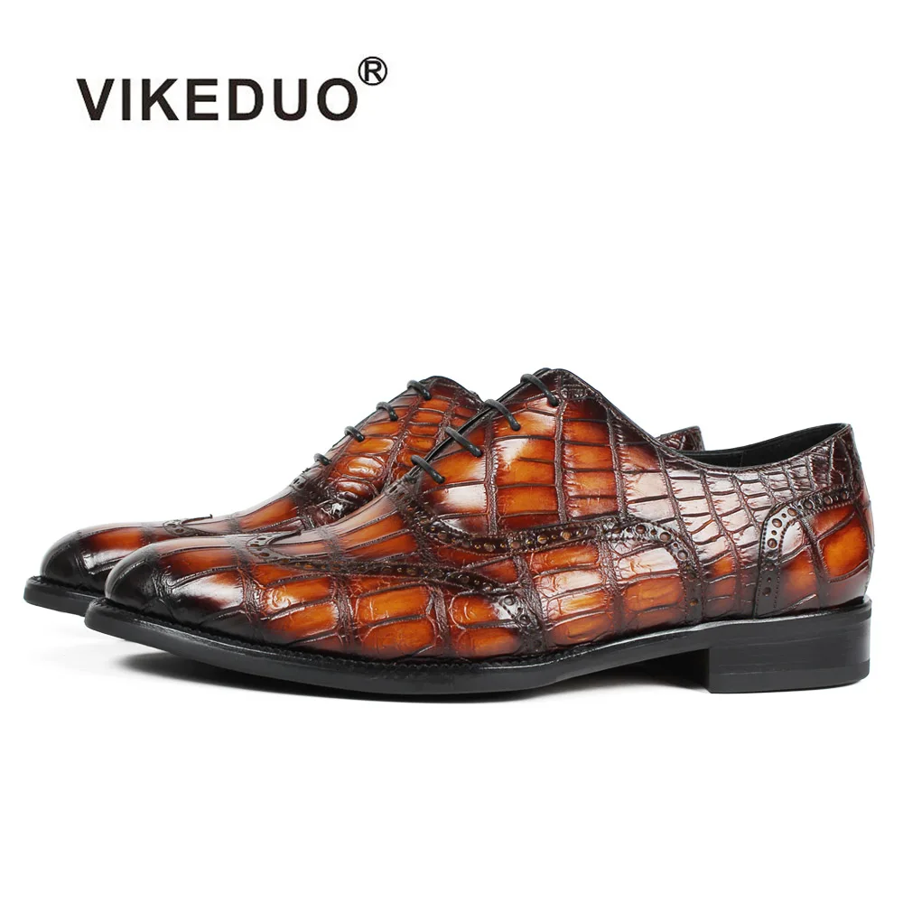 

Vikeduo 2019 Handmade Retro Designer Fashion Luxury Party Wedding Male Oxford Shoe Genuine Crocodile Leather Men Dress Shoes
