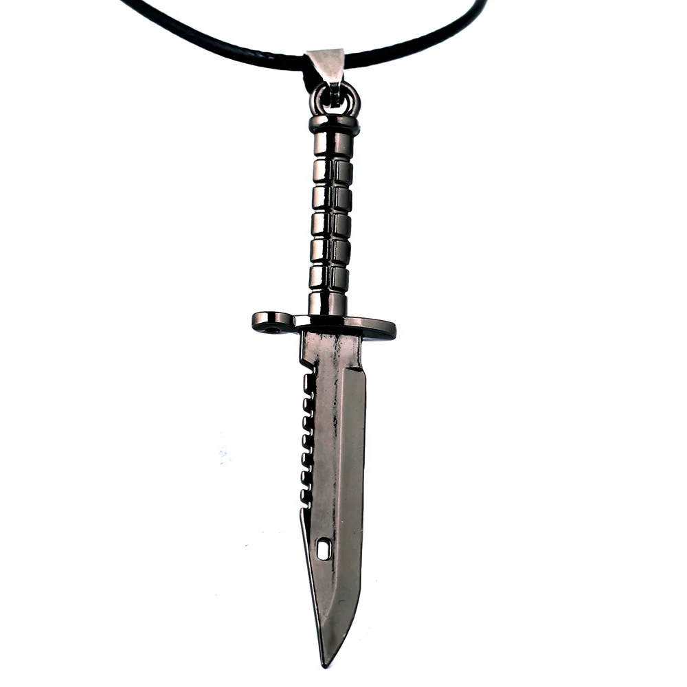 CSGO Leather Chain Necklace for Male Karambit M9 Best Friends CS GO Necklace Titanium Bayonet Dagger Claw Man Jewelry 6.5CM Gift