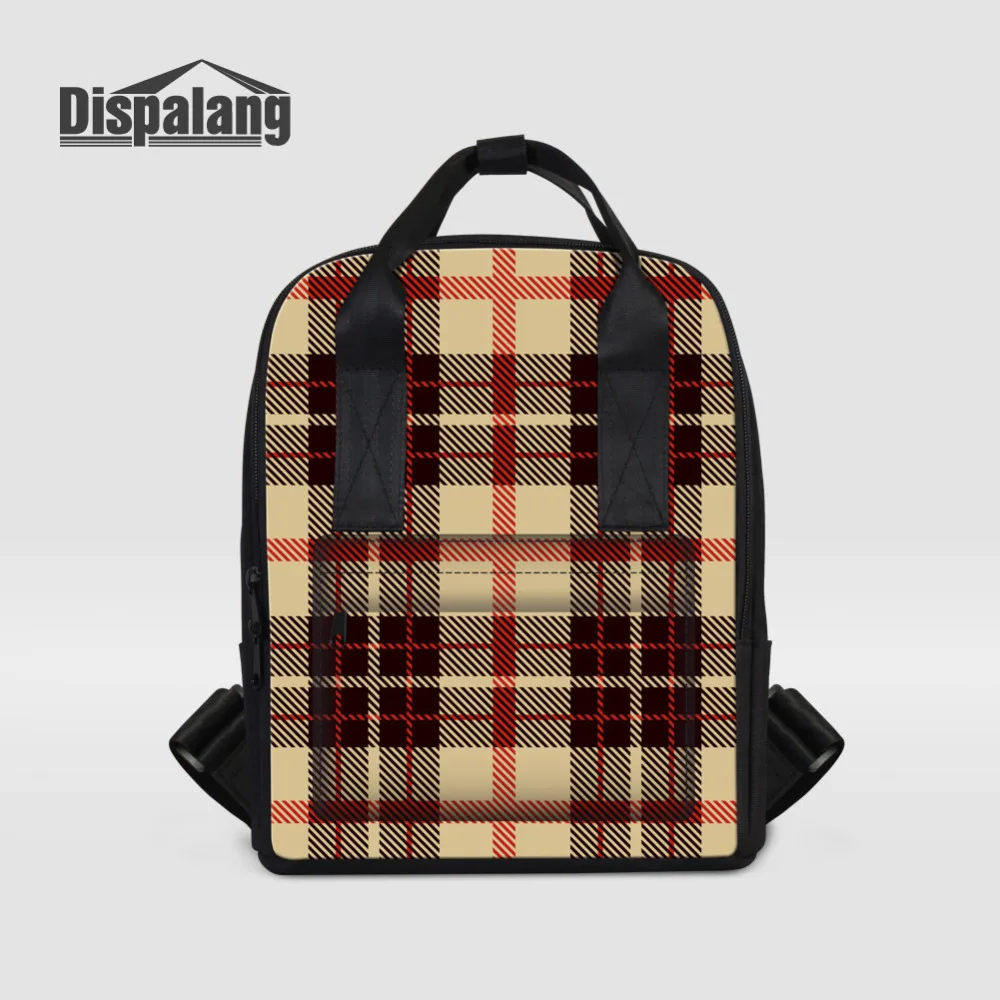 Dispalang Women Backpacks For Teenage Girls Youth Trend School Bag Plaid Pattern Student Shoulder Bag Lady