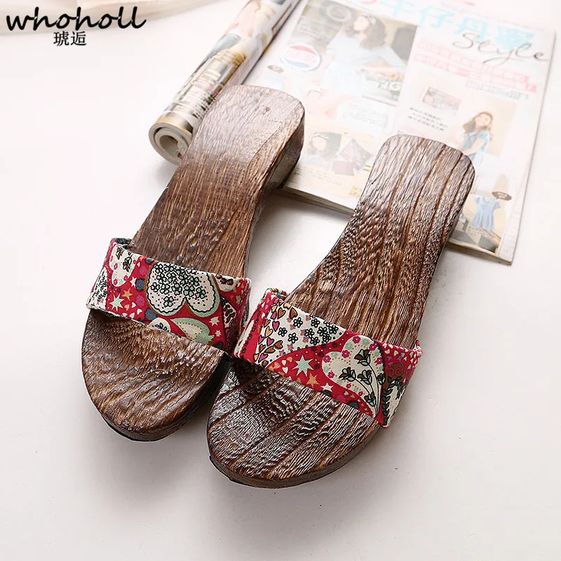 

WHOHOLL Original Geta Japanese clogs Cosplay Kimono wooden geta Shoes Novelty Summer Sandals Women Wedges Indoor Slippers